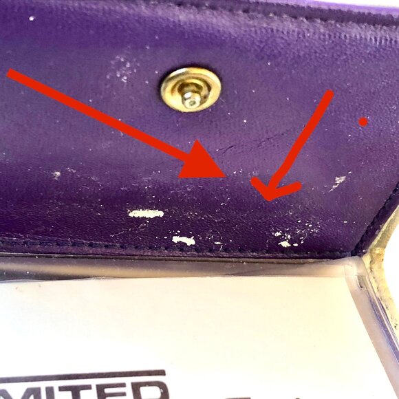 SMITHY Vintage Coin Wallet Nappa Cowhide Purple Leather Tri-Fold New Defects - Picture 13 of 15